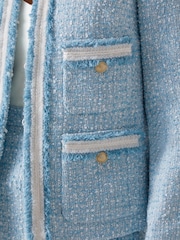 LK Bennett Blue Charlie Italian Cotton Blend Tweed Jacket - Image 4 of 4
