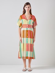LK Bennett Izzy Large Check Viscose-Silk Shirt Dress - Image 1 of 3