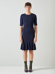 LK Bennett Blue Annmarie Viscose Rich Dress - Image 1 of 3