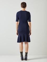 LK Bennett Blue Annmarie Viscose Rich Dress - Image 2 of 3