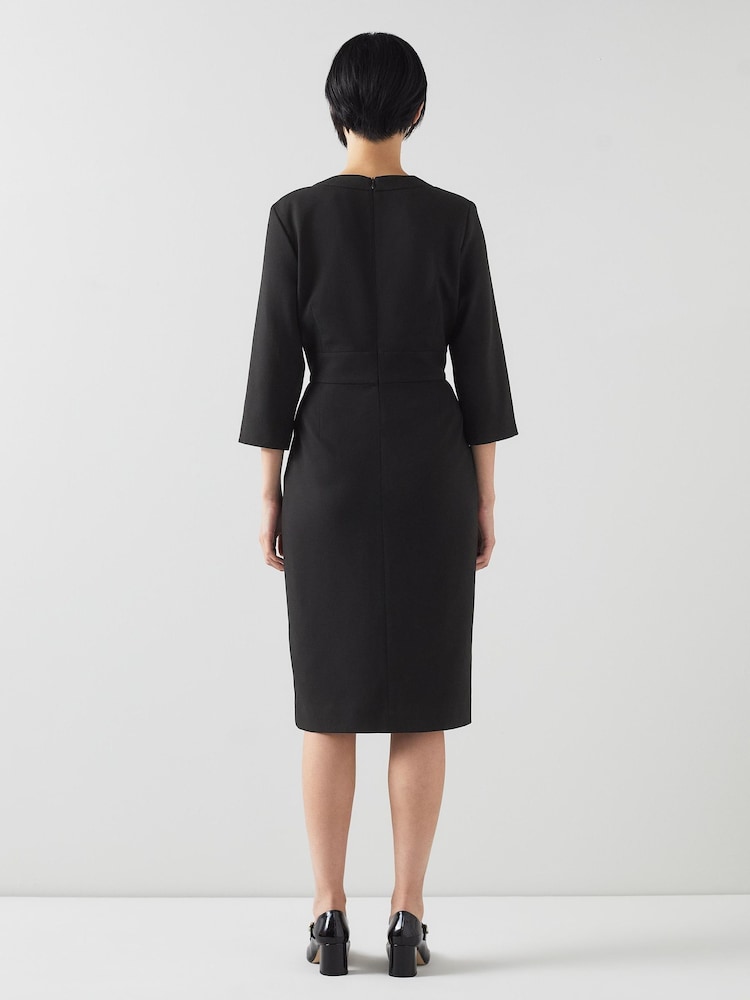 LK Bennett Sky Lenzing™ Ecovero™ Viscose Blend Crepe Dress - Image 2 of 3