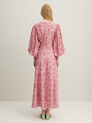 LK Bennett Pink Lois Neon Garden Print Viscose-Silk Blend Dress - Image 3 of 3