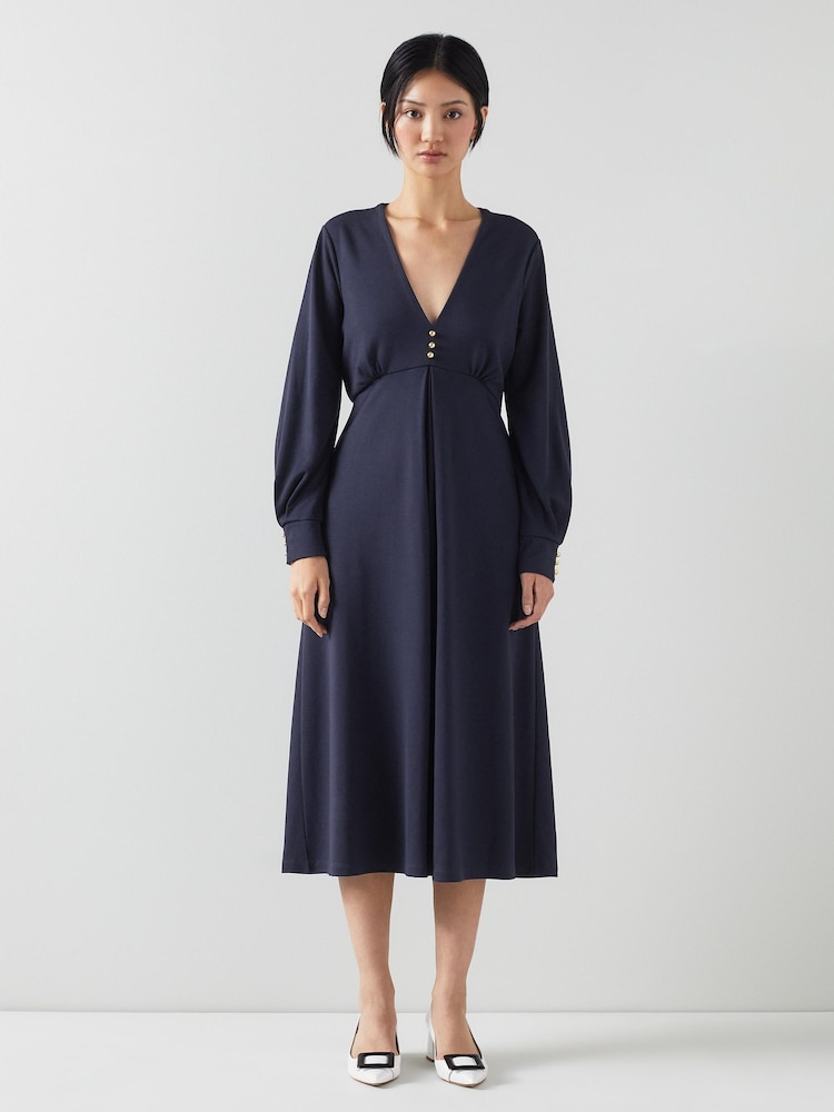 LK Bennett Blue Jenny Lenzing™ EcoVero™ Viscose Blend Dress - Image 1 of 3