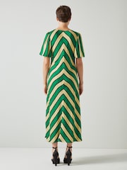 LK Bennett Meerim And Chevron Stripe Midi Dress - Image 3 of 4