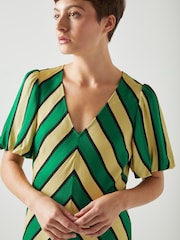 LK Bennett Meerim And Chevron Stripe Midi Dress - Image 4 of 4
