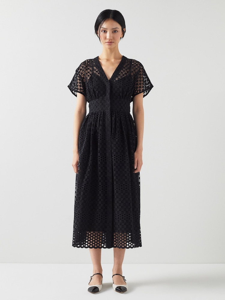 LK Bennett Vivienne Broderie Anglaise Cotton Dress - Image 1 of 3