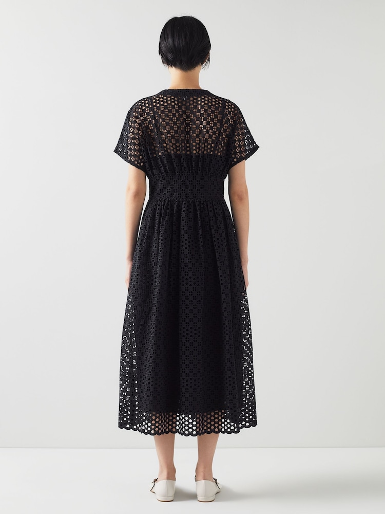 LK Bennett Vivienne Broderie Anglaise Cotton Dress - Image 2 of 3