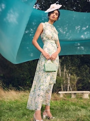 LK Bennett Cream Robyn Neon Garden Print Silk Blend Dress - Image 1 of 4