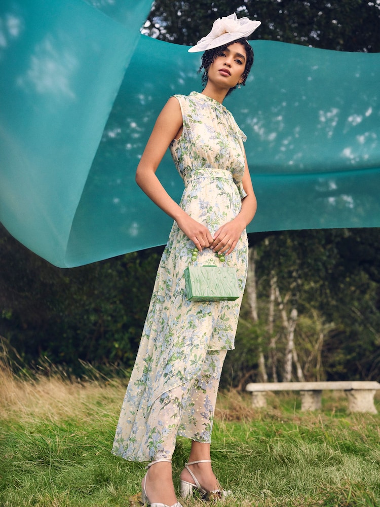 LK Bennett Cream Robyn Neon Garden Print Silk Blend Dress - Image 1 of 4 LK Bennett Cream Robyn Neon Garden Print Silk Blend Dress - Image 1 of 4