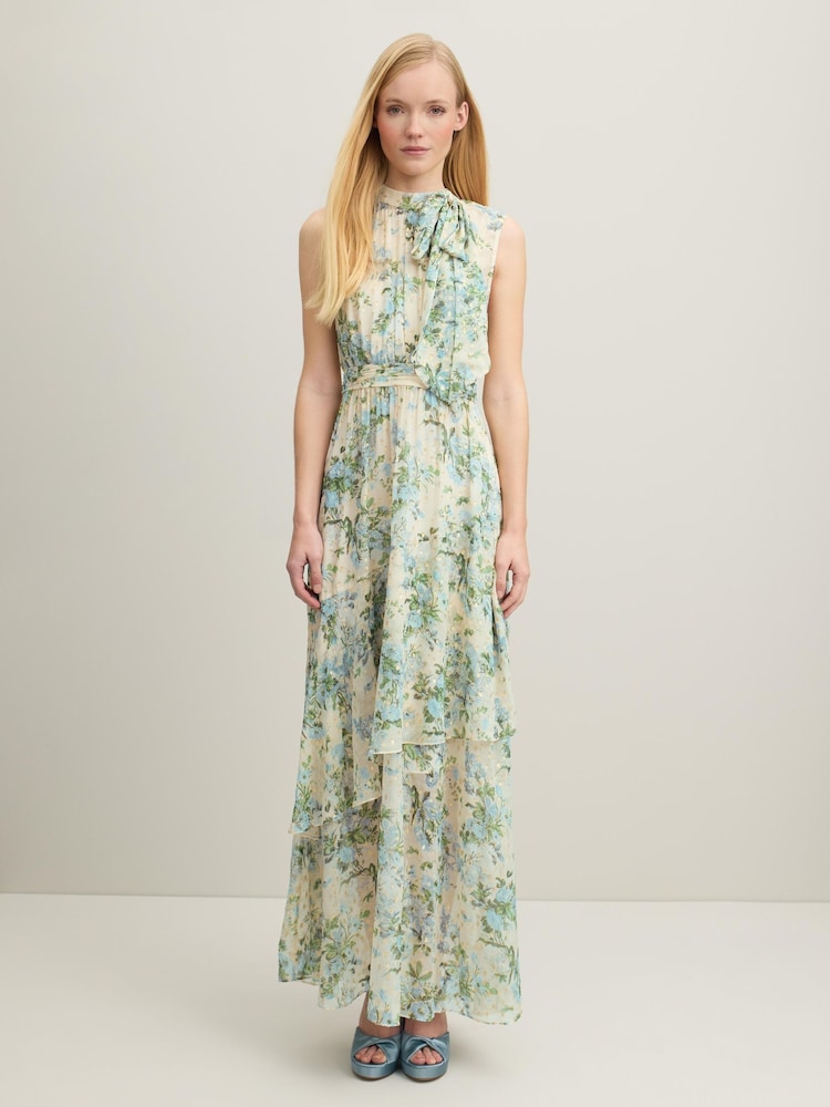 LK Bennett Cream Robyn Neon Garden Print Silk Blend Dress - Image 2 of 4
