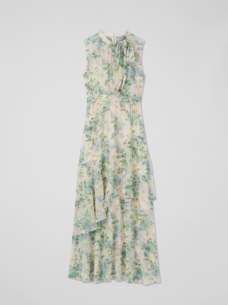 LK Bennett Cream Robyn Neon Garden Print Silk Blend Dress - Image 4 of 4