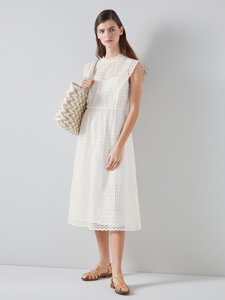 LK Bennett Laila Broderie Anglaise Sun Dress - Image 1 of 4 LK Bennett Laila Broderie Anglaise Sun Dress - Image 1 of 4