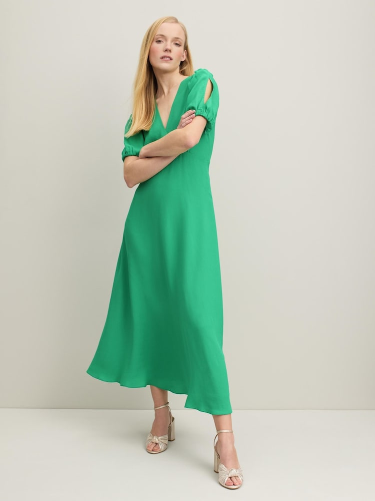 LK Bennett Green Hermia Crepe Maxi Dress - Image 2 of 5