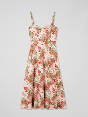 LK Bennett Pink Lucy Neon Garden 100% Cotton Sun Dress - Image 2 of 2