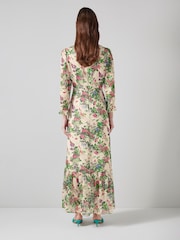 LK Bennett Deborah Neon Garden Print Silk-Blend Maxi Dress - Image 2 of 3