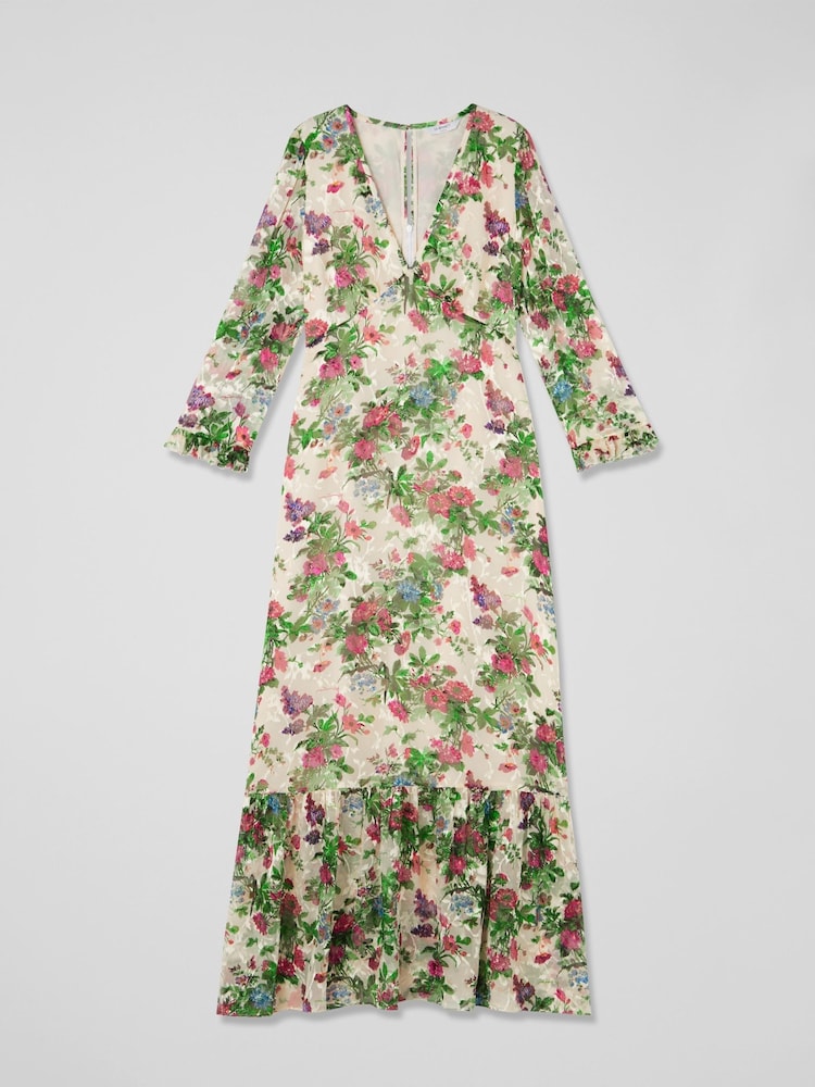 LK Bennett Deborah Neon Garden Print Silk-Blend Maxi Dress - Image 3 of 3
