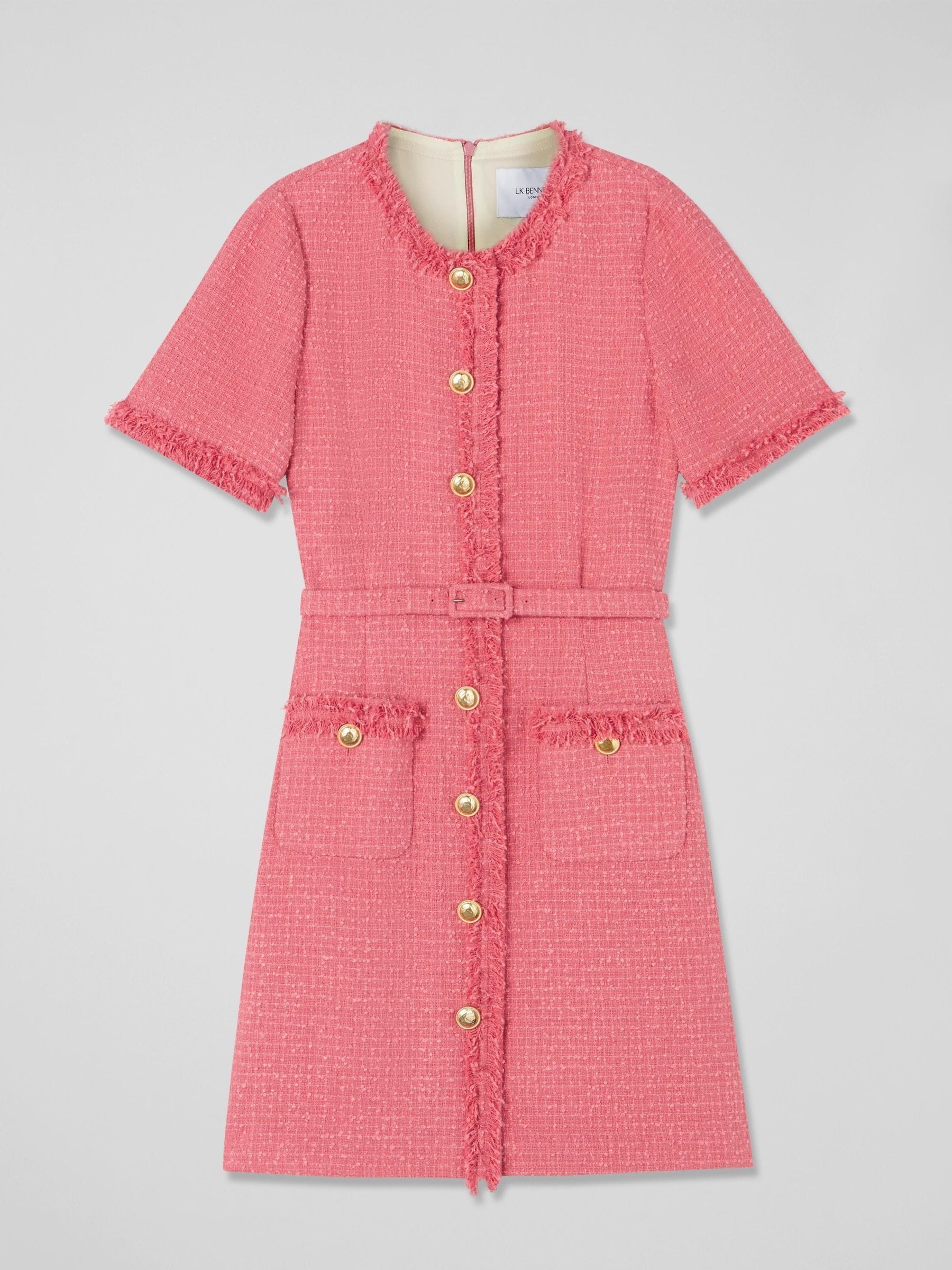 Buy LK Bennett Pink Allie Cotton Italian Tweed Dress from Next USA