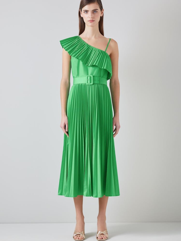 LK Bennett Josephine One-Shoulder Pleated Dress - Image 1 of 3 LK Bennett Josephine One-Shoulder Pleated Dress - Image 1 of 3