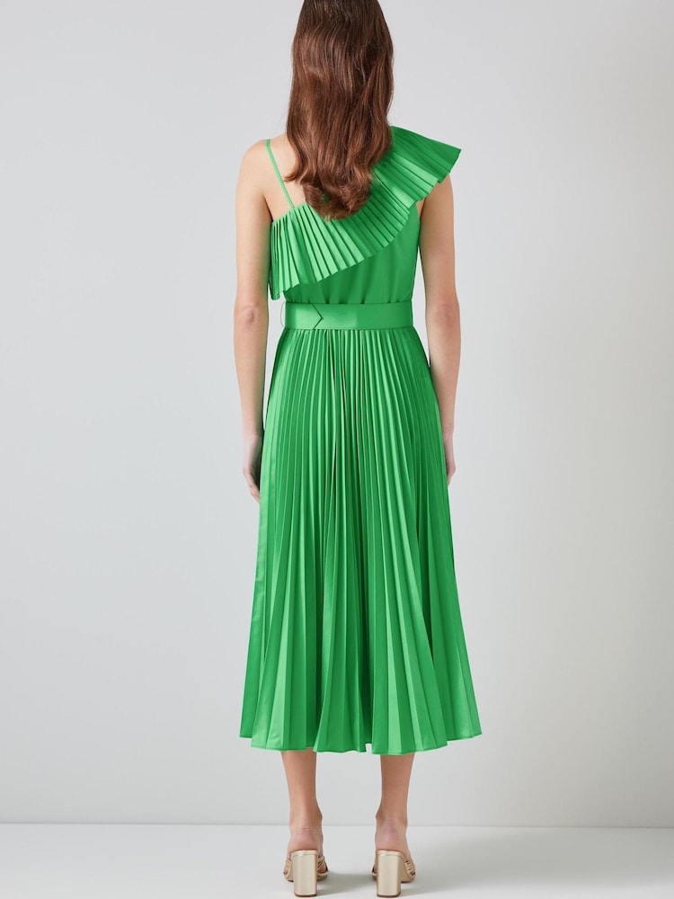 LK Bennett Josephine One-Shoulder Pleated Dress - Image 2 of 3 LK Bennett Josephine One-Shoulder Pleated Dress - Image 2 of 3