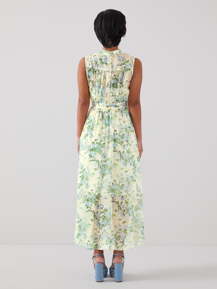 LK Bennett Cream Petite Robyn Neon Garden Print Silk-Blend Dress - Image 2 of 4