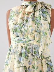 LK Bennett Cream Petite Robyn Neon Garden Print Silk-Blend Dress - Image 3 of 4