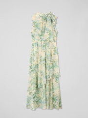 LK Bennett Cream Petite Robyn Neon Garden Print Silk-Blend Dress - Image 4 of 4
