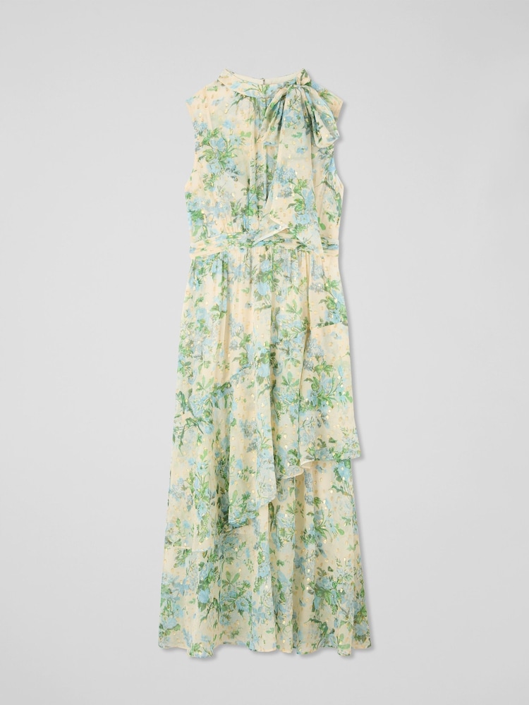 LK Bennett Cream Petite Robyn Neon Garden Print Silk-Blend Dress - Image 4 of 4