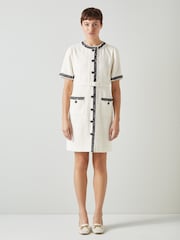 LK Bennett Cream Charlie Italian Cotton Blend Tweed Dress - Image 1 of 3