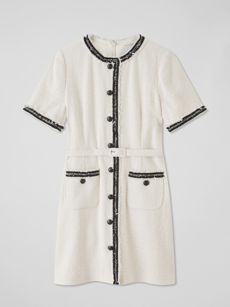 LK Bennett Cream Charlie Italian Cotton Blend Tweed Dress - Image 3 of 3