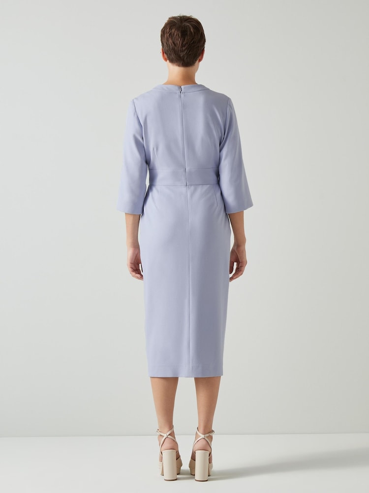 LK Bennett Sky Lenzing™ Ecovero™ Viscose Blend Crepe Dress - Image 2 of 3