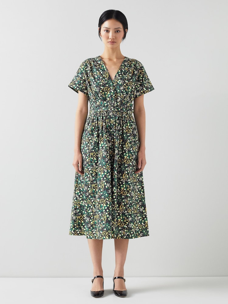 LK Bennett Eva Cotton Buttercup Meadow Print Dress - Image 1 of 3