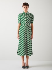 LK Bennett Green Valerie Modernist Print Shirt Dress - Image 1 of 3
