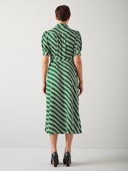 LK Bennett Green Valerie Modernist Print Shirt Dress - Image 2 of 3