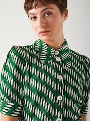 LK Bennett Green Valerie Modernist Print Shirt Dress - Image 3 of 3
