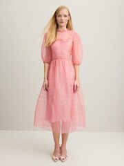 LK Bennett Cream Maddie Silk Organza Dress - Image 1 of 4