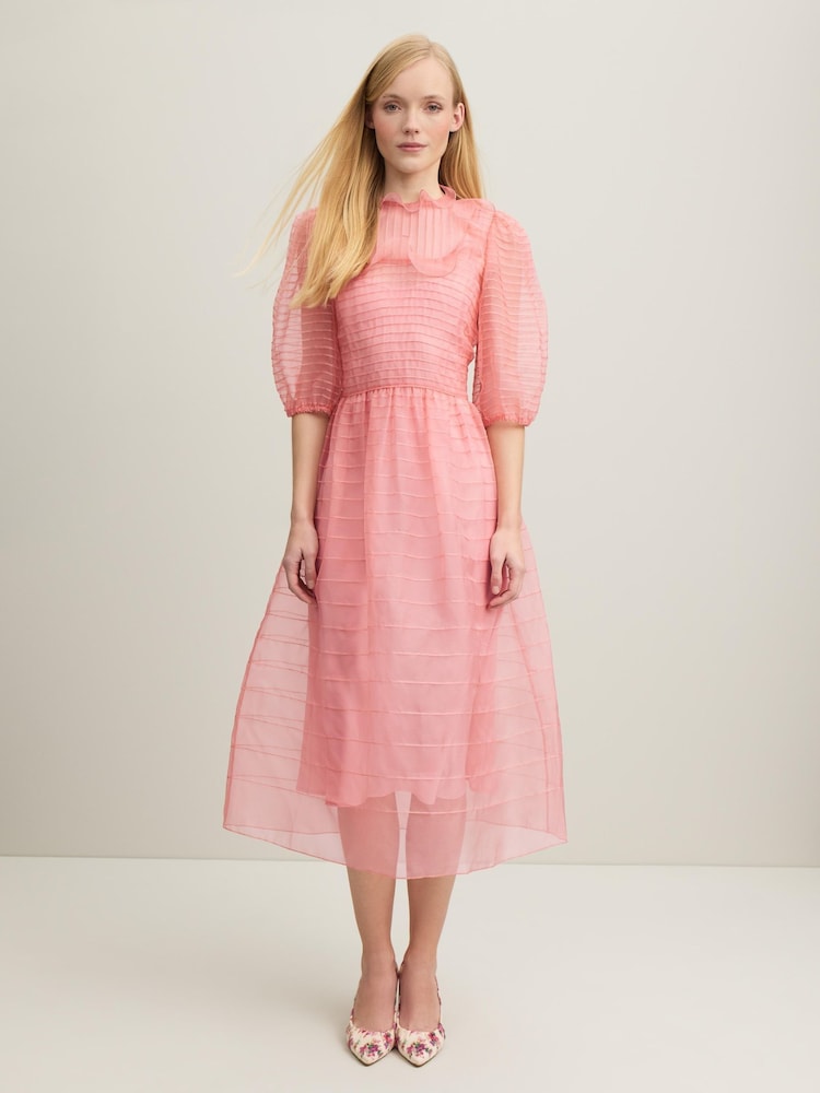 LK Bennett Cream Maddie Silk Organza Dress - Image 1 of 4