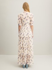LK Bennett Cream Petite Petite Bouvier Bouquet Print Silk Tie Dress - Image 2 of 4