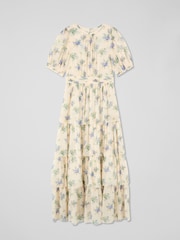 LK Bennett Cream Petite Petite Bouvier Bouquet Print Silk Tie Dress - Image 4 of 4