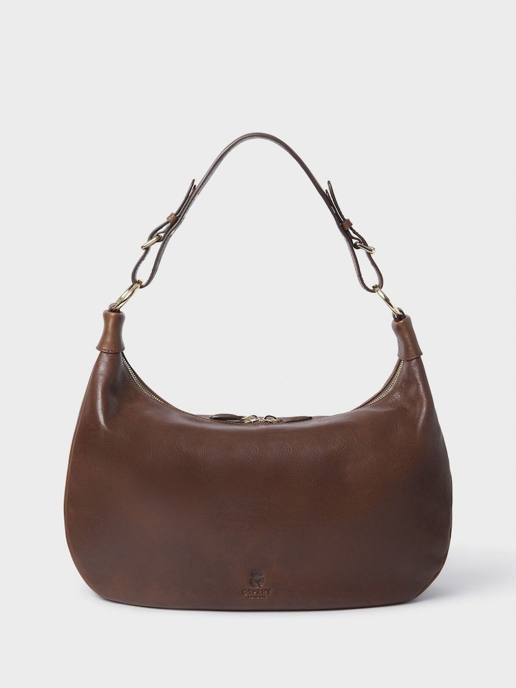 Osprey London The Burleigh Leather Hobo Brown Bag - Image 2 of 5