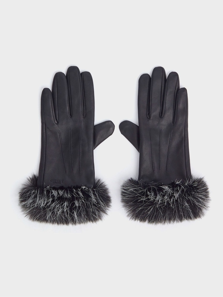 Preto - Osprey London The Penny Winter Leather Gloves - Imagem 2 de 4