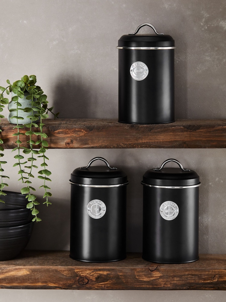 Set of 3 Black Badge Storage Jars - Image 1 of 3