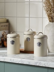 Set of 3 Cream Badge Storage Jars - Image 1 of 4