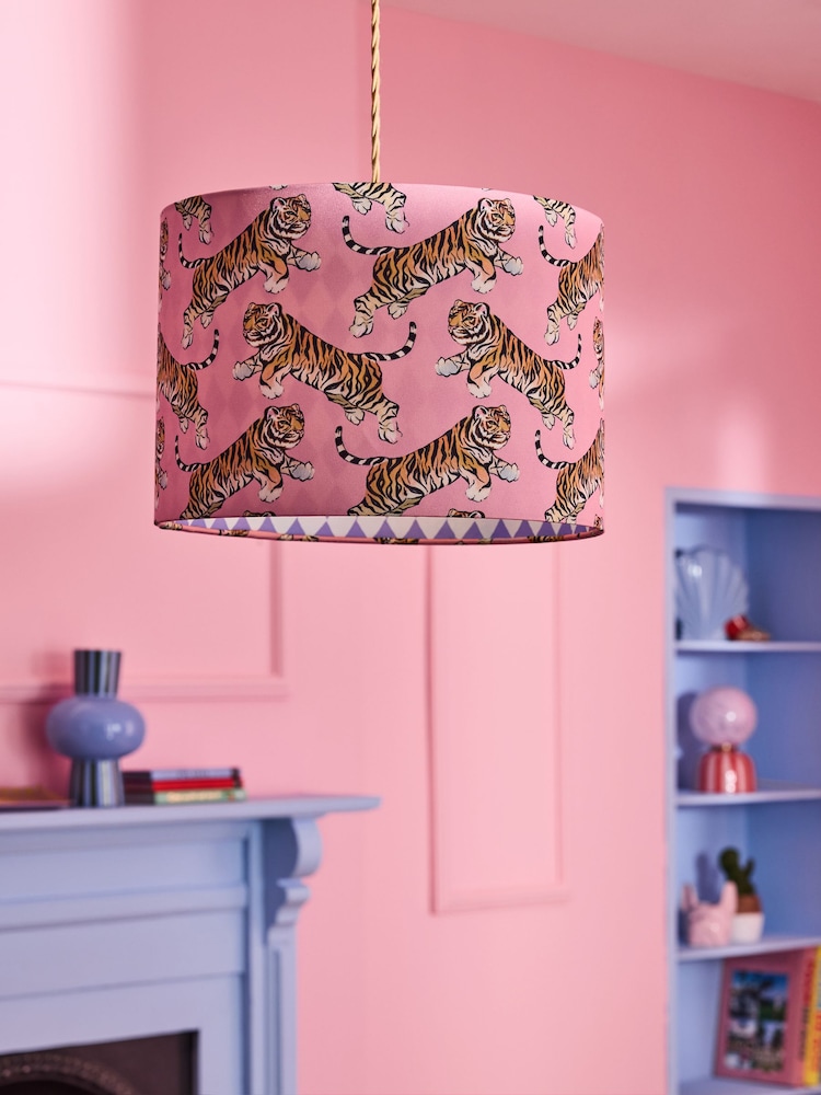 Eleanor Bowmer Pink Tiger Print Easy Fit Lampshade - Image 1 of 4
