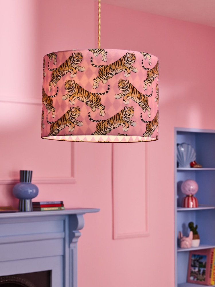 Eleanor Bowmer Pink Tiger Print Easy Fit Lampshade - Image 2 of 4