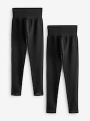 Noir - Taille haute Leggings 2 Pack - Image 1 de 8