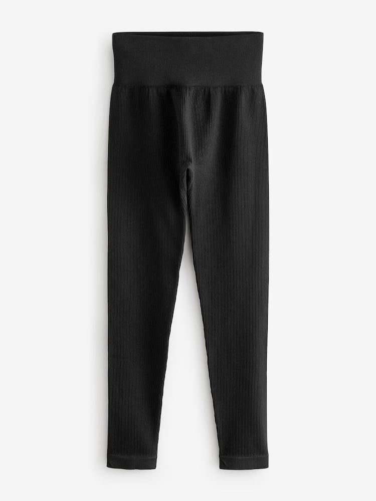 Noir - Taille haute Leggings 2 Pack - Image 7 of 8