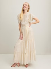 LK Bennett Cream Silk Rich Maxi Dress - Image 4 of 5