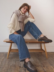 Dark Blue Embellished Wide Leg 100% Cotton Jeans - Image 2 of 8
