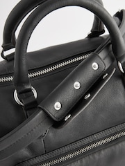 Black Leather Pocket Zip Bag - Image 10 of 13
