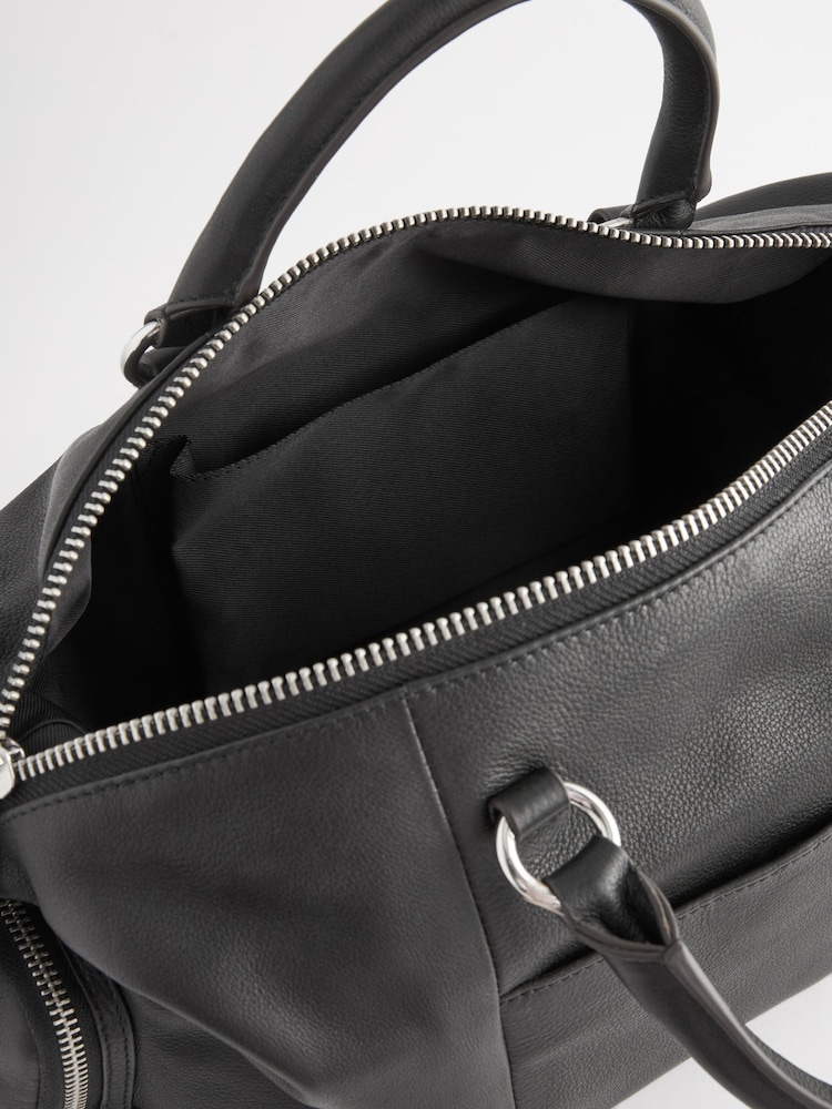 Black Leather Pocket Zip Bag - Image 13 of 13